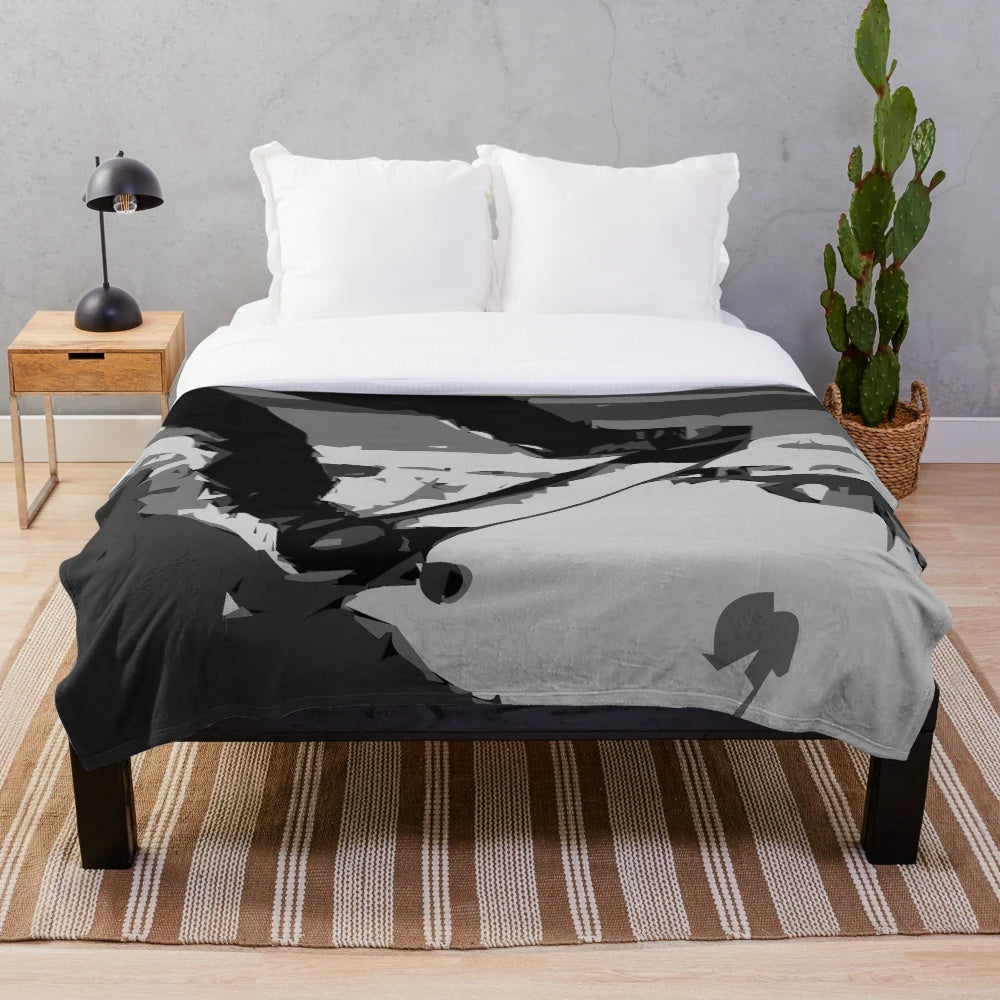 Skateboarding plush blanket with half pipe design