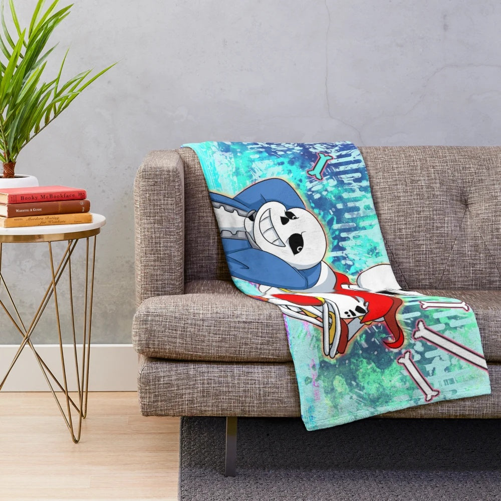 Soft and cozy plush blanket featuring the skeletons Sans and Papyrus from the video game Undertale
