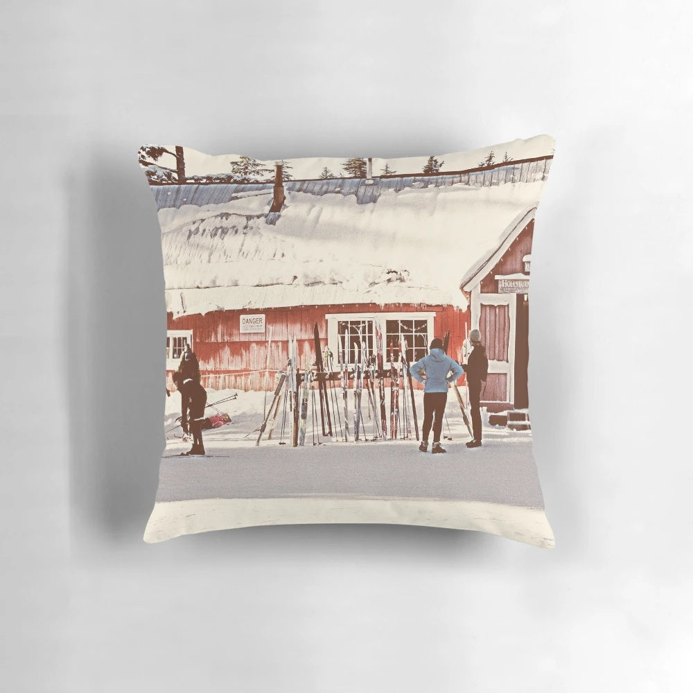 Soft, plush ski camp pillow perfect for winter sports and mountain adventures in the snow