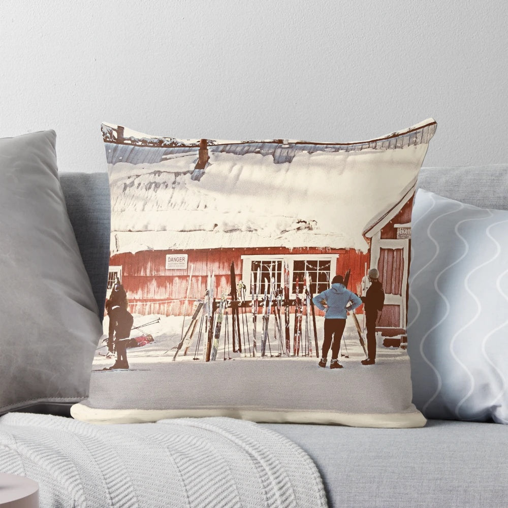 Soft, plush ski camp pillow perfect for winter sports and mountain adventures in the snow