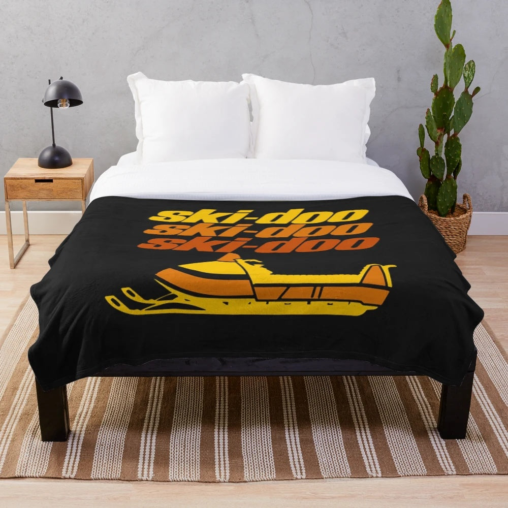 Ski Doo vintage snowmobile plush blanket