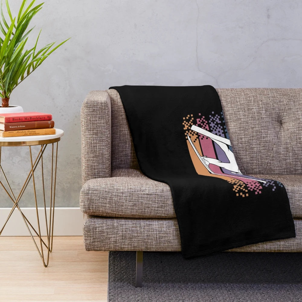 Retro ski jumper design plush blanket for winter sports enthusiasts