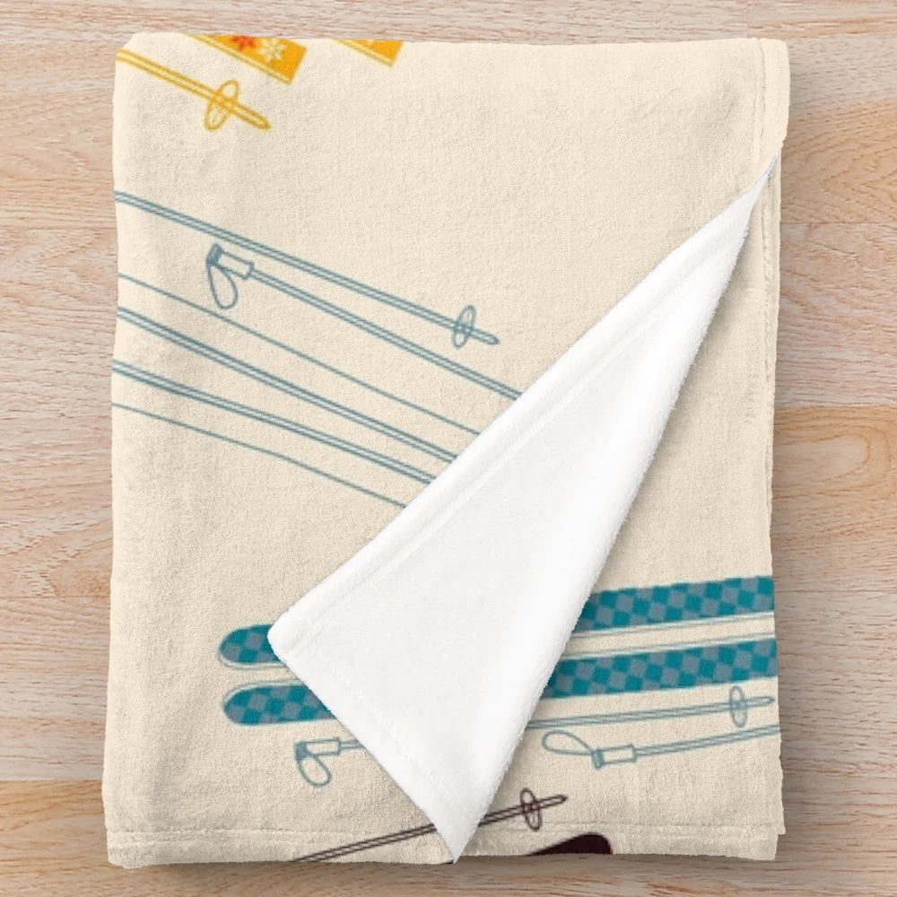 Plush blanket with skiing pattern design
