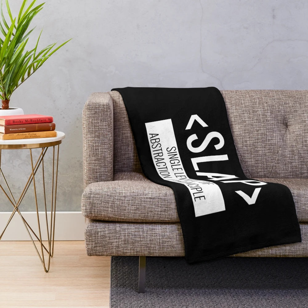 Plush blanket with the "Single Level of Abstraction Principle" or SLAP design, perfect for programmers and coders