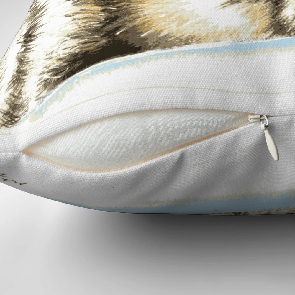 Soft and plush pillow featuring a sleeping tabby cat illustration, perfect for cat enthusiasts.