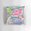A soft, minimalist pillow featuring the adorable slimes from the popular video game Slime Rancher.
