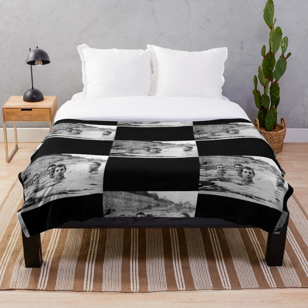 Slint-inspired plush blanket with band quote and sarcastic design