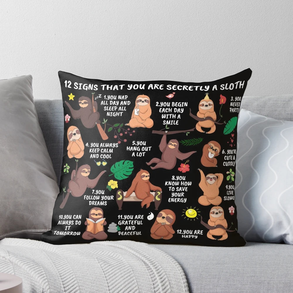 Plush pillow featuring a cute sloth design, perfect for sloth lovers