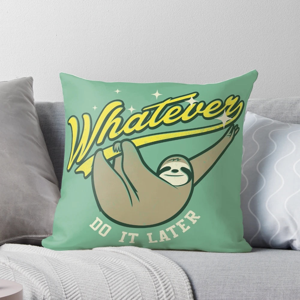 Soft, plush pillow featuring a cute sloth design, perfect for napping and relaxing on campus.