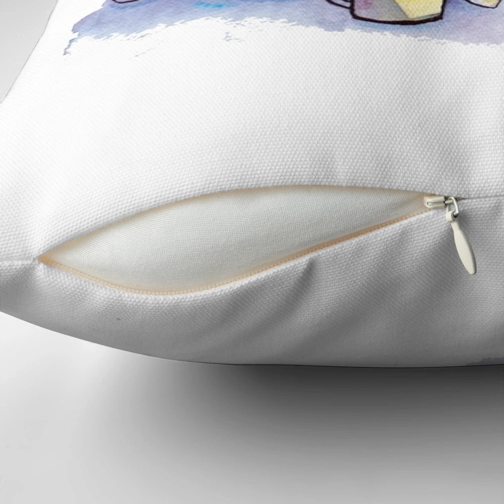 Cozy sloth pillow with a watercolor design of a cute sloth, perfect for a reading nook or cozy home.