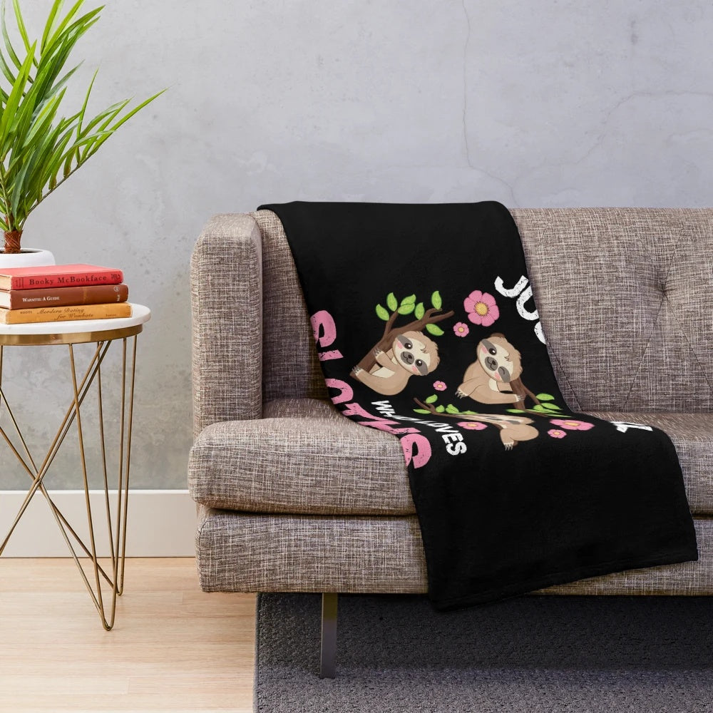 A cozy sloth plush blanket with a fun and cute sloth design for sloth lovers.