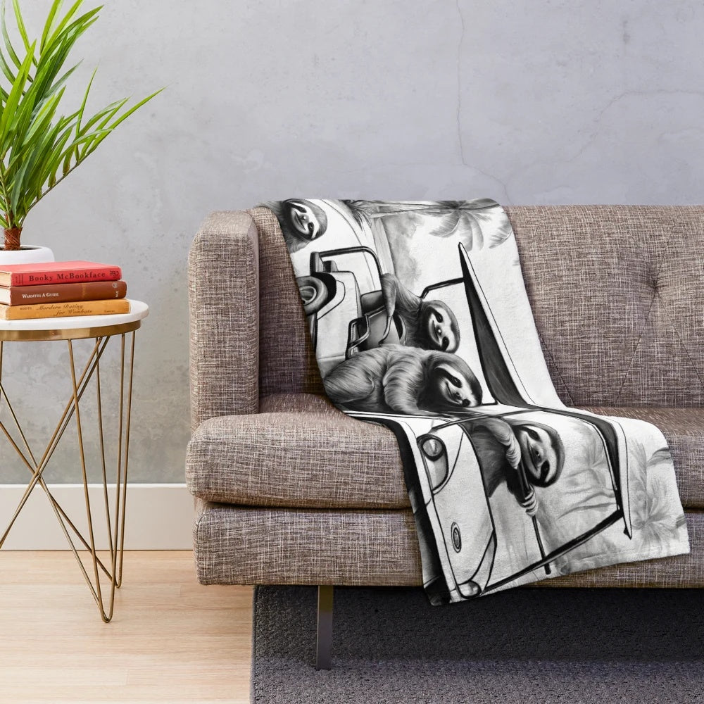 Sloths Golfing on a Golf Course Plush Blanket