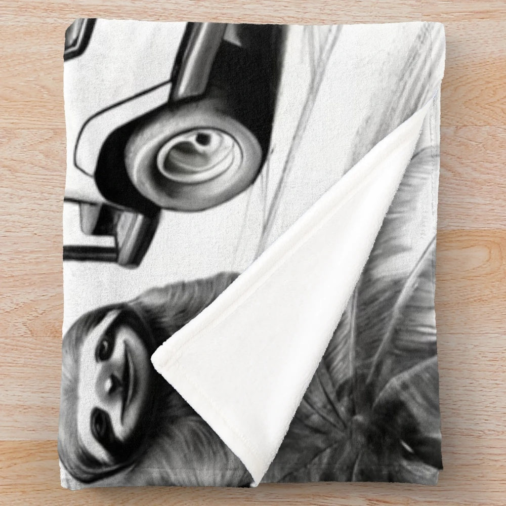 Sloths Golfing on a Golf Course Plush Blanket