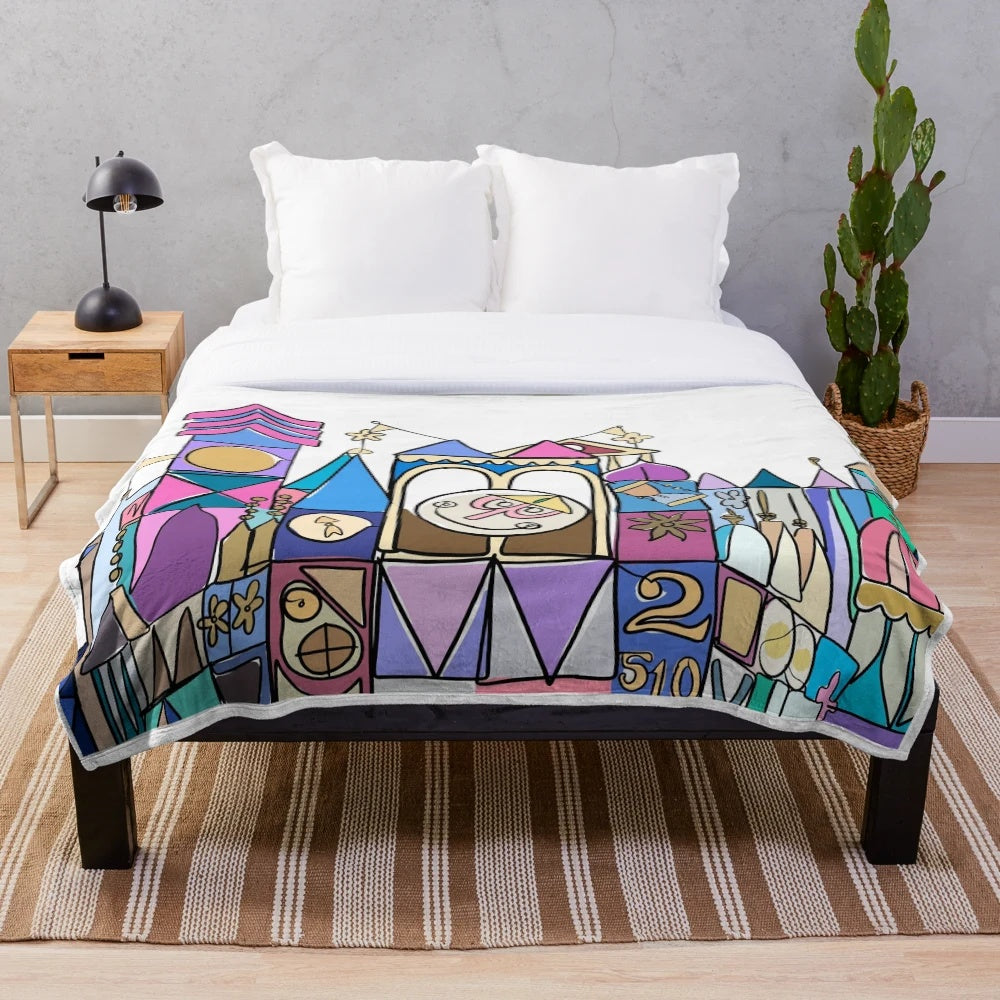 Small World Plush Blanket with Disney Theme Park Inspiration