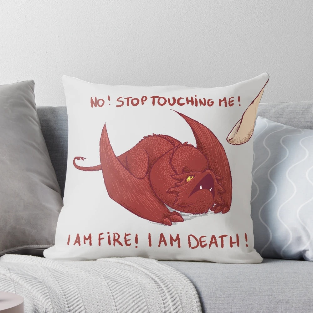 Plush pixel art dragon pillow featuring Smaug from The Hobbit and Lord of the Rings