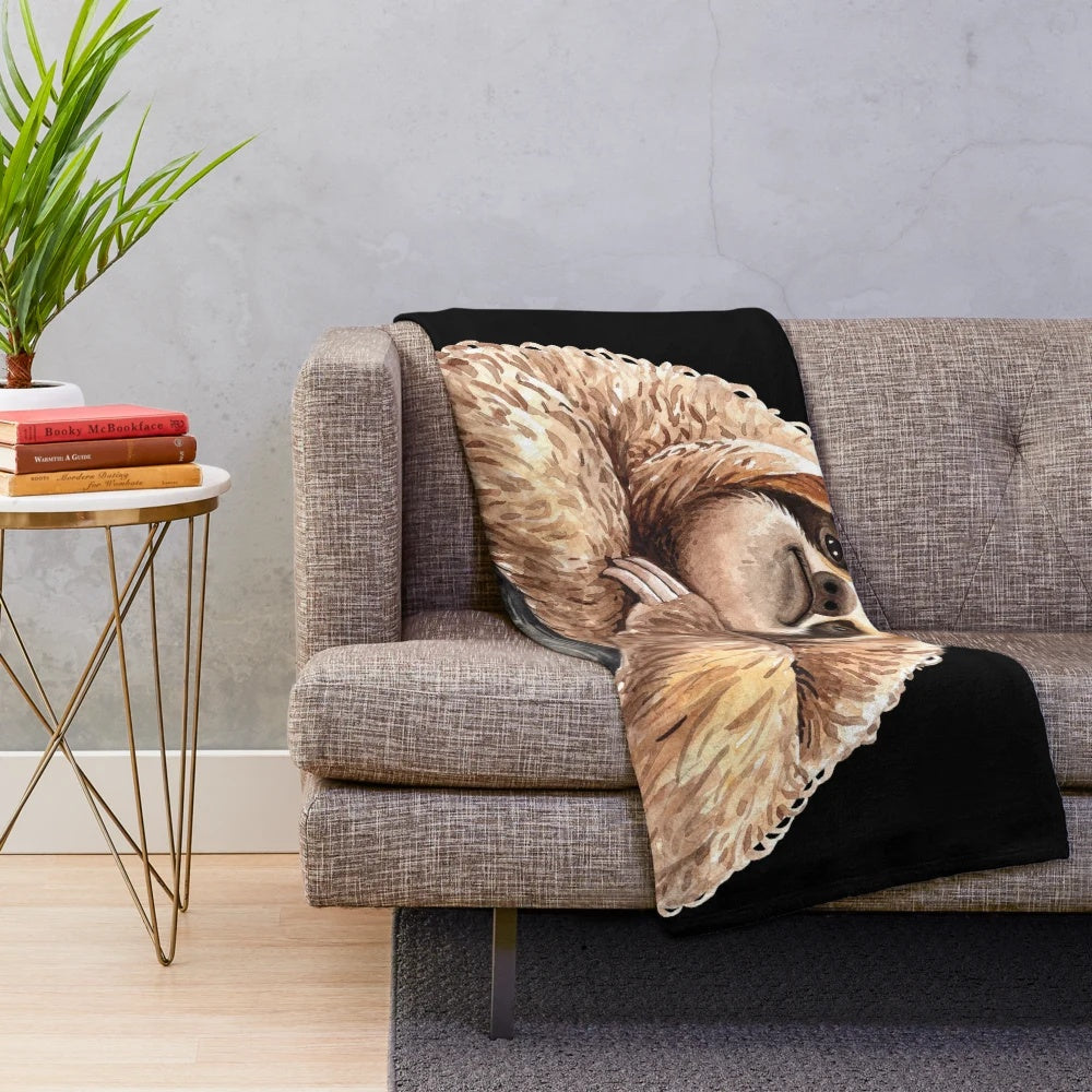 Smiling sloth plush blanket with a soft, snuggly design for sloth lovers