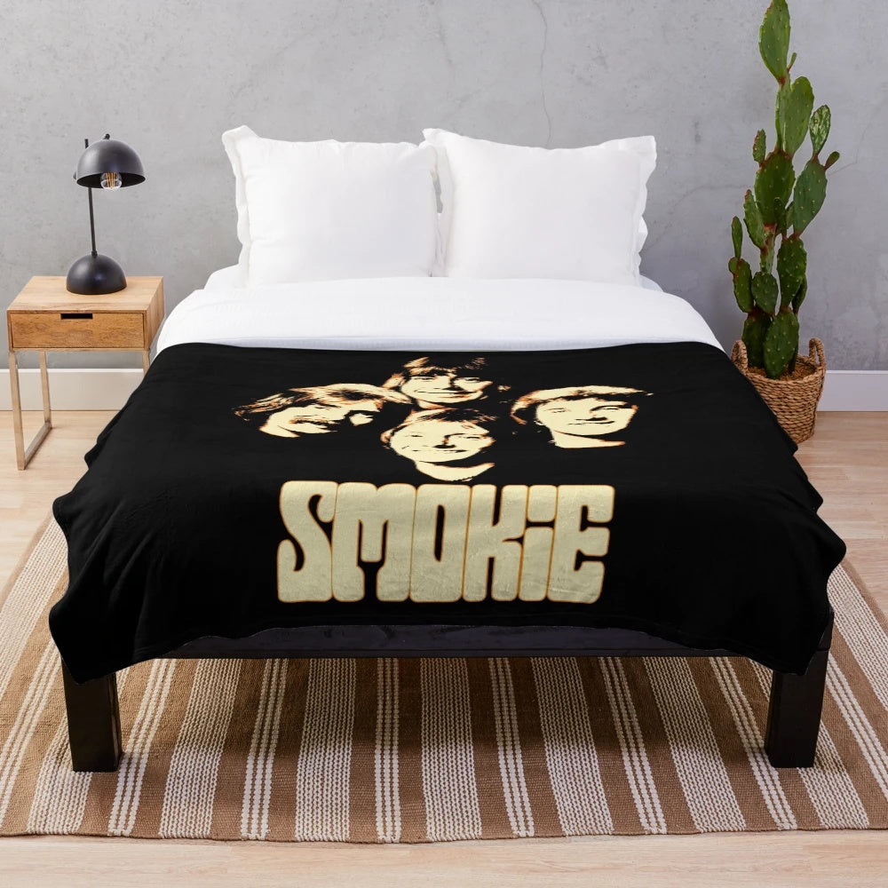 Smokie plush blanket with retro 1970s and 1980s music design