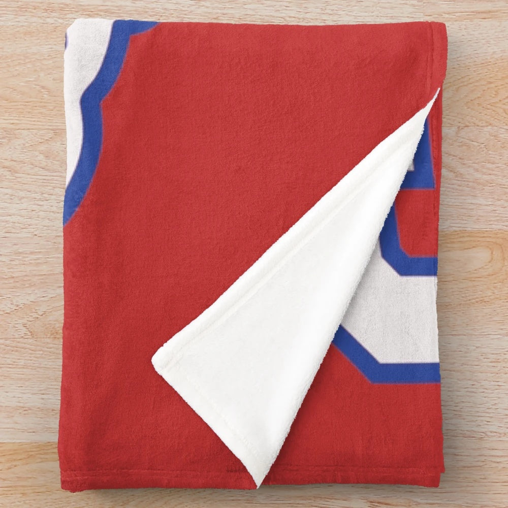 Soft and warm plush blanket featuring the SMU blue logo and Peruna the Mustang pony