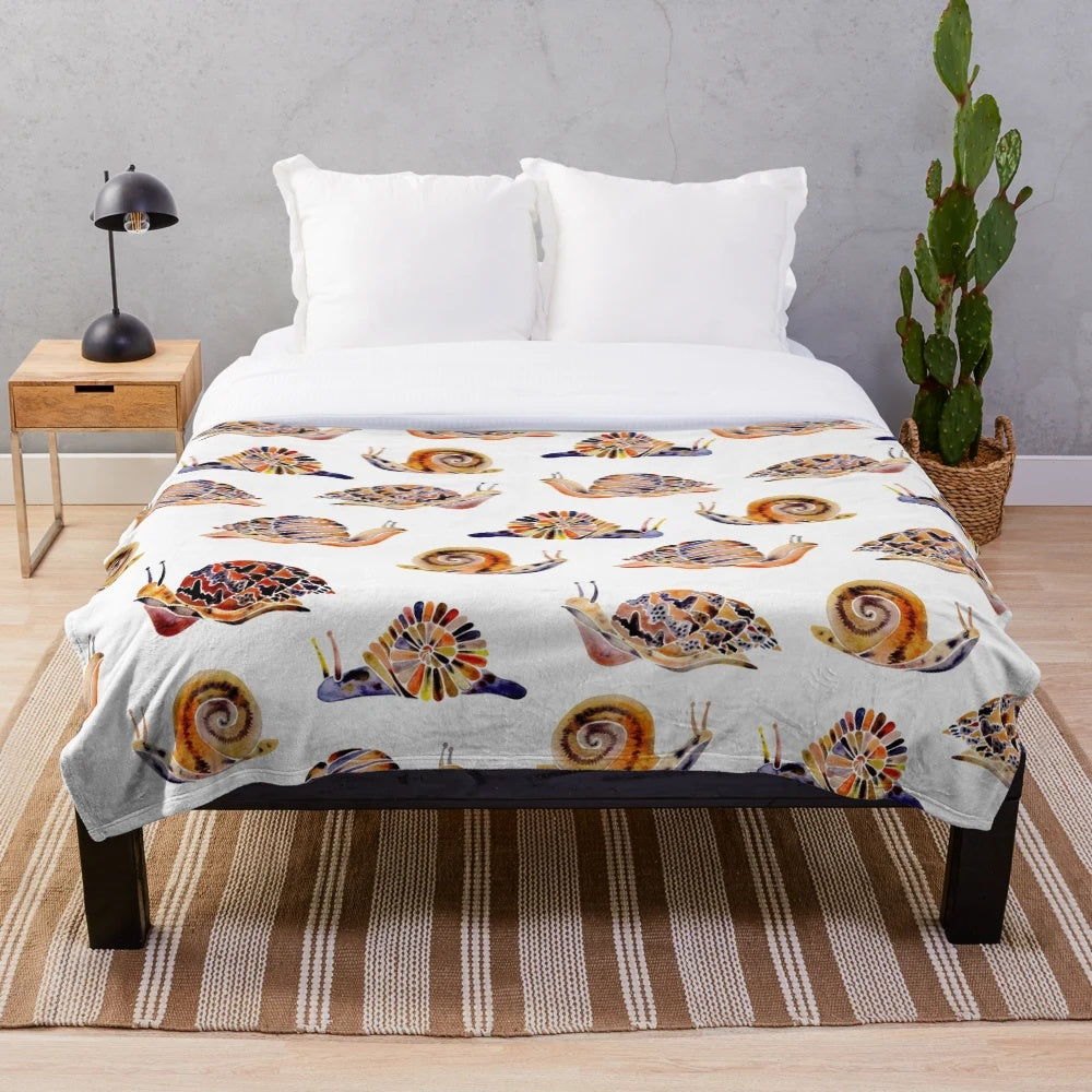 Snail plush blanket with watercolor art design