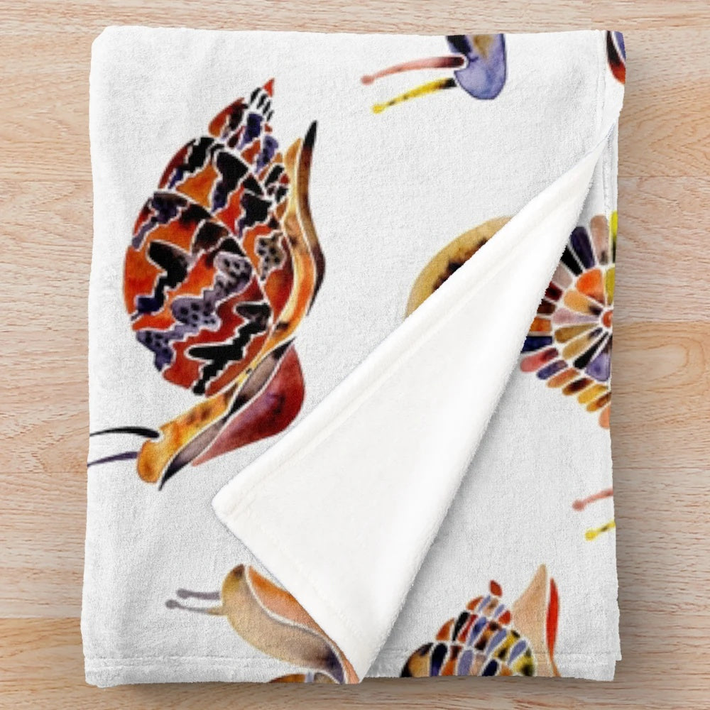 Snail plush blanket with watercolor art design