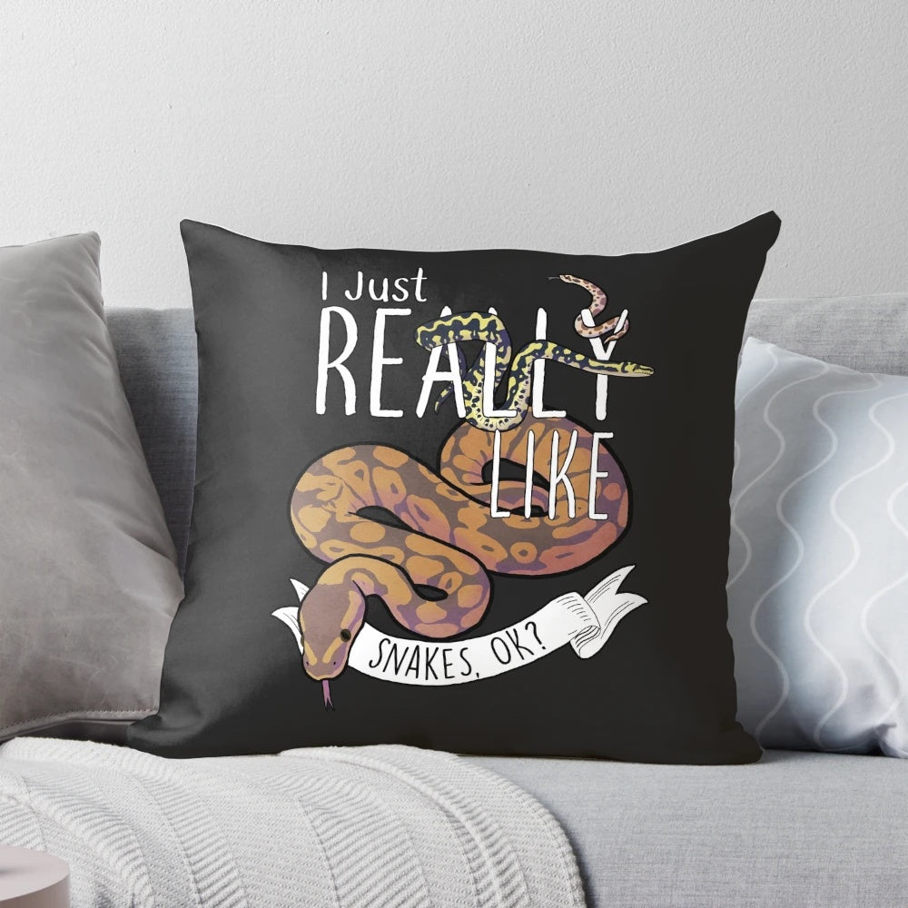 A plush, decorative pillow featuring a playful snake design, perfect for snake lovers and reptile enthusiasts.