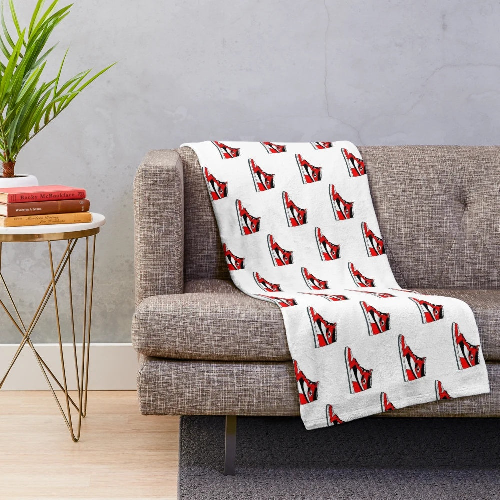Sneakerhead-inspired plush blanket featuring basketball and sports imagery