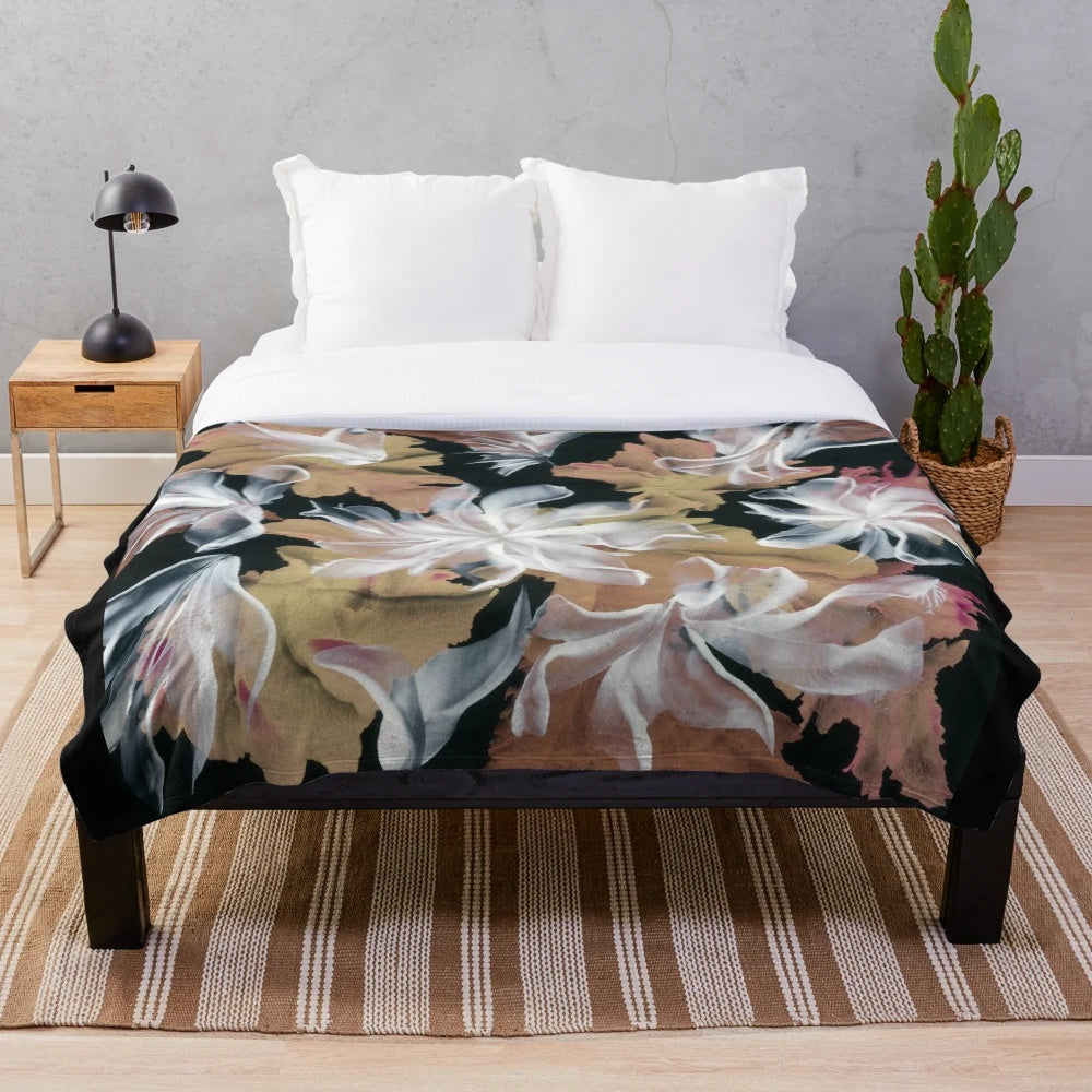 Soft and plush snow floral patterned blanket