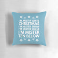 A plush Snow Miser character pillow for cozy holiday home decor.
