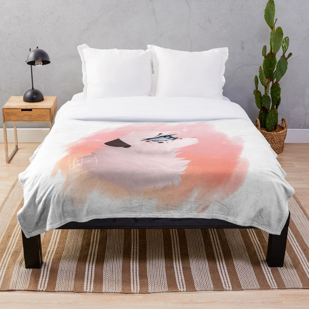 Soft and plush Snowfur-inspired blanket for warrior cat enthusiasts