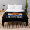 Snowmobile plush blanket with a vintage retro quote