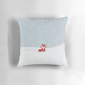 A soft, plush pillow featuring a cute red fox nestled in the snow, perfect for adding a touch of winter wildlife to your home.