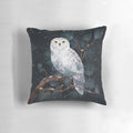 Soft, plush pillow featuring a snowy owl design in a winter forest scene.