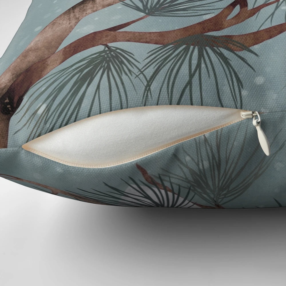 Soft, plush pillow with a snowy, wintry design
