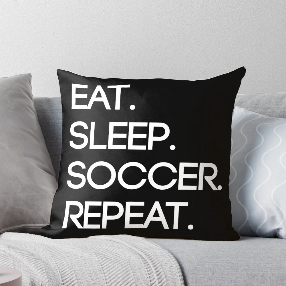 A plush pillow featuring a soccer-themed design, perfect for sports fans and athletes.
