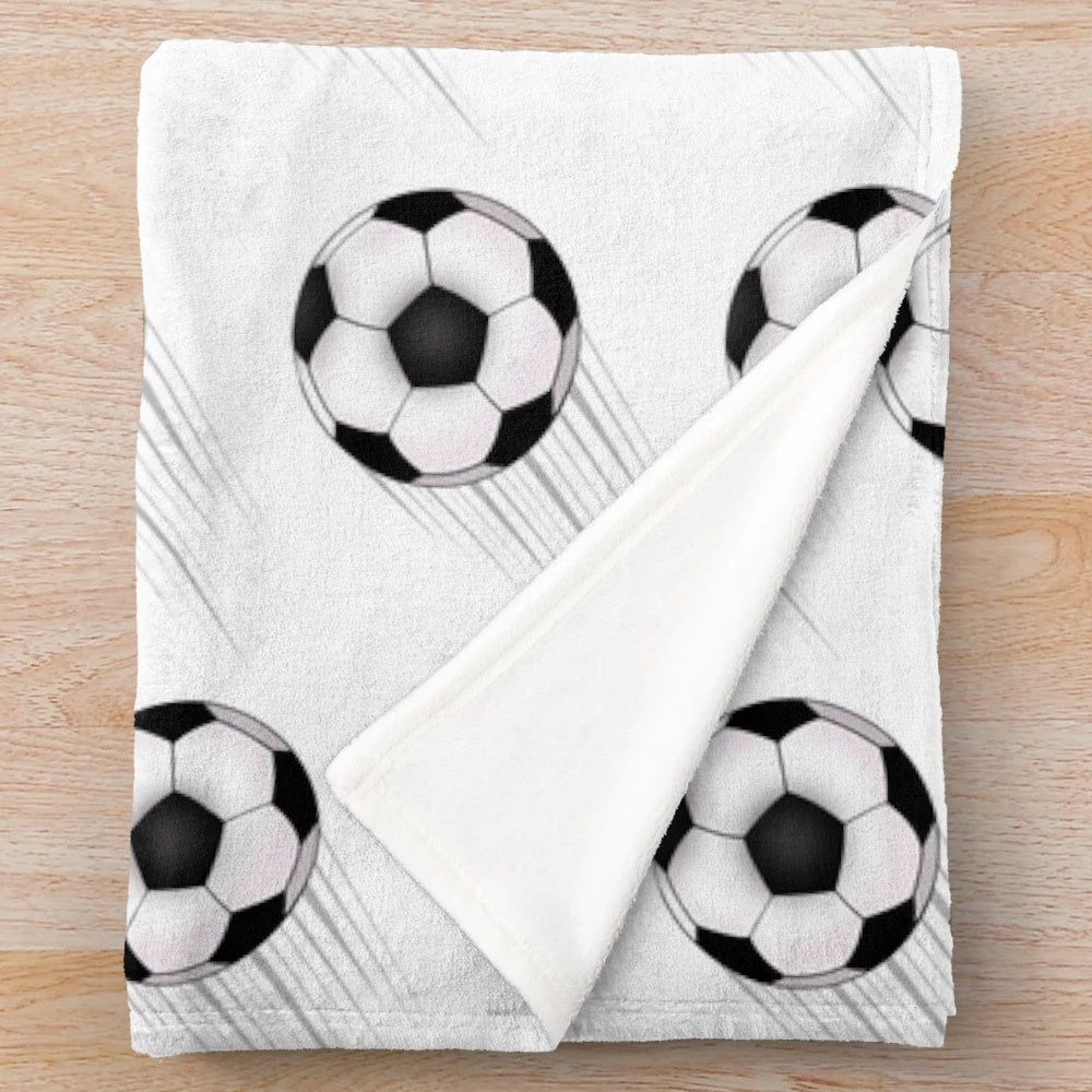 Soccer plush blanket with ball design