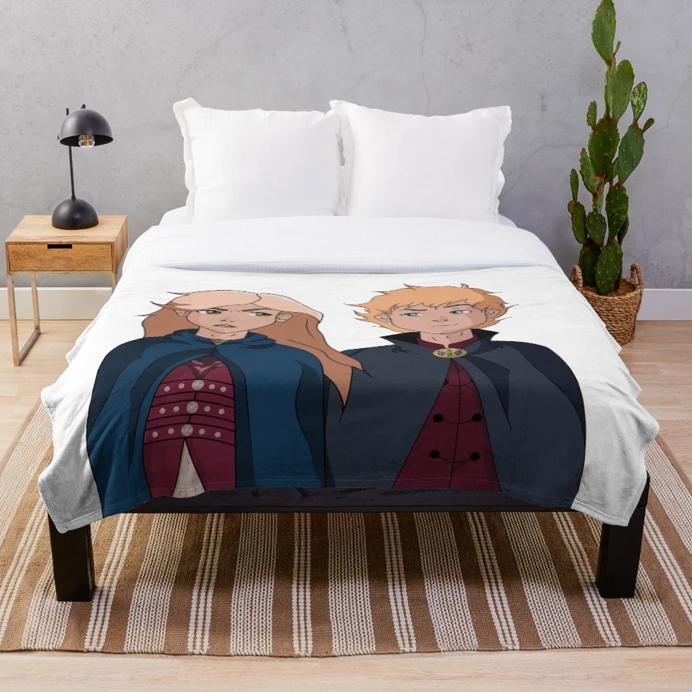 Sokeefe plush blanket featuring characters from the Keeper of the Lost Cities fantasy book series