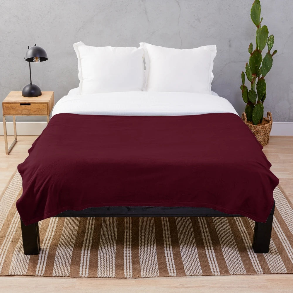 Burgundy red plum plush throw blanket for cozy home decor