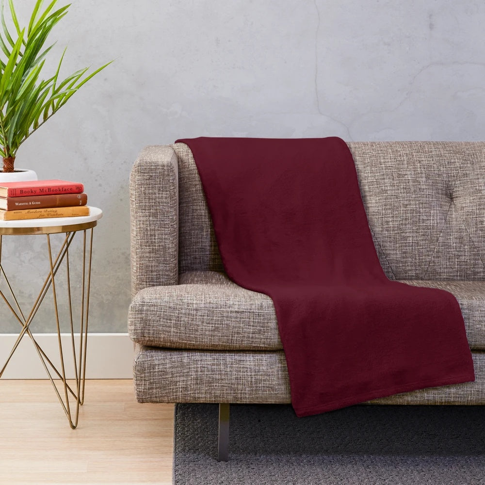 Burgundy red plum plush throw blanket for cozy home decor