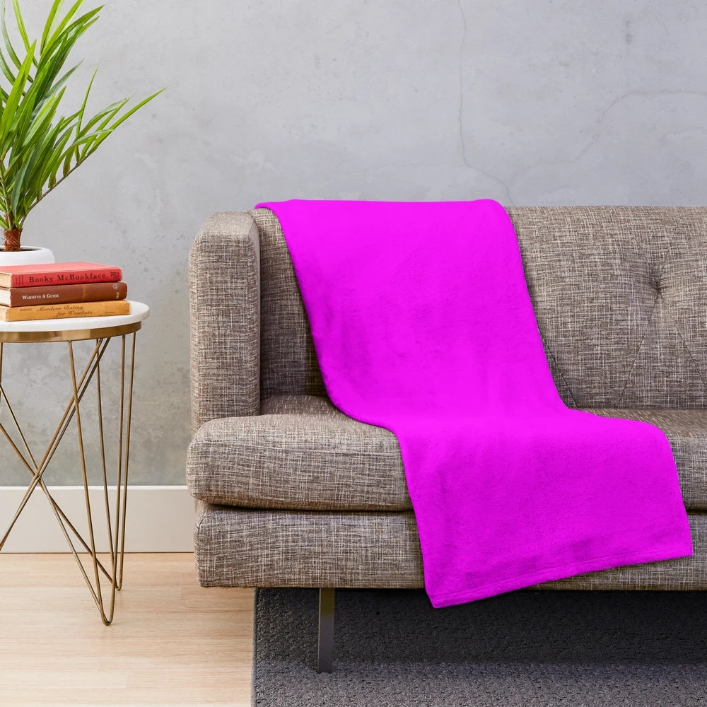 Fuchsia pink and coral solid color plush blanket