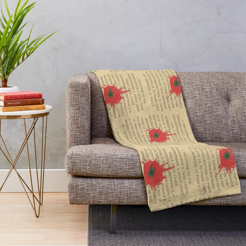 Something Rotten! inspired plush blanket with theatrical elements