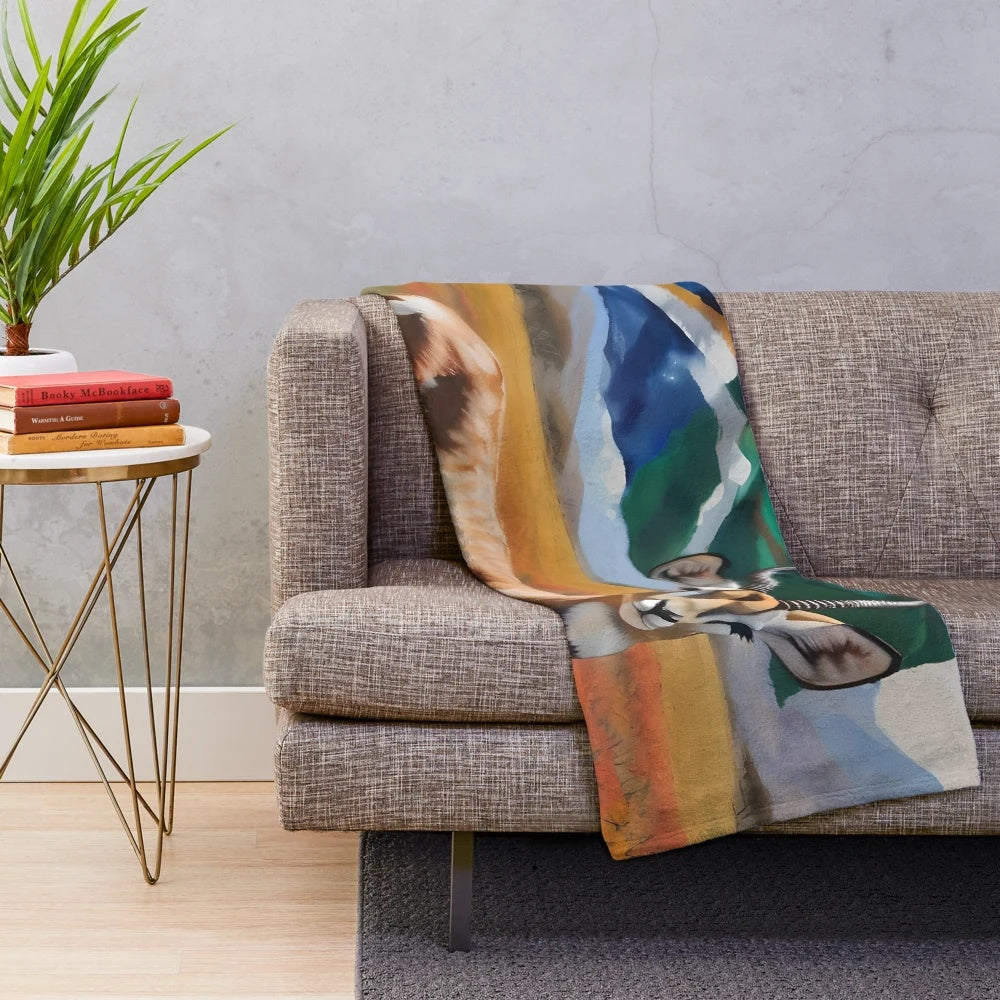 South Africa plush blanket featuring springbok, proteas, and other iconic African wildlife and nature