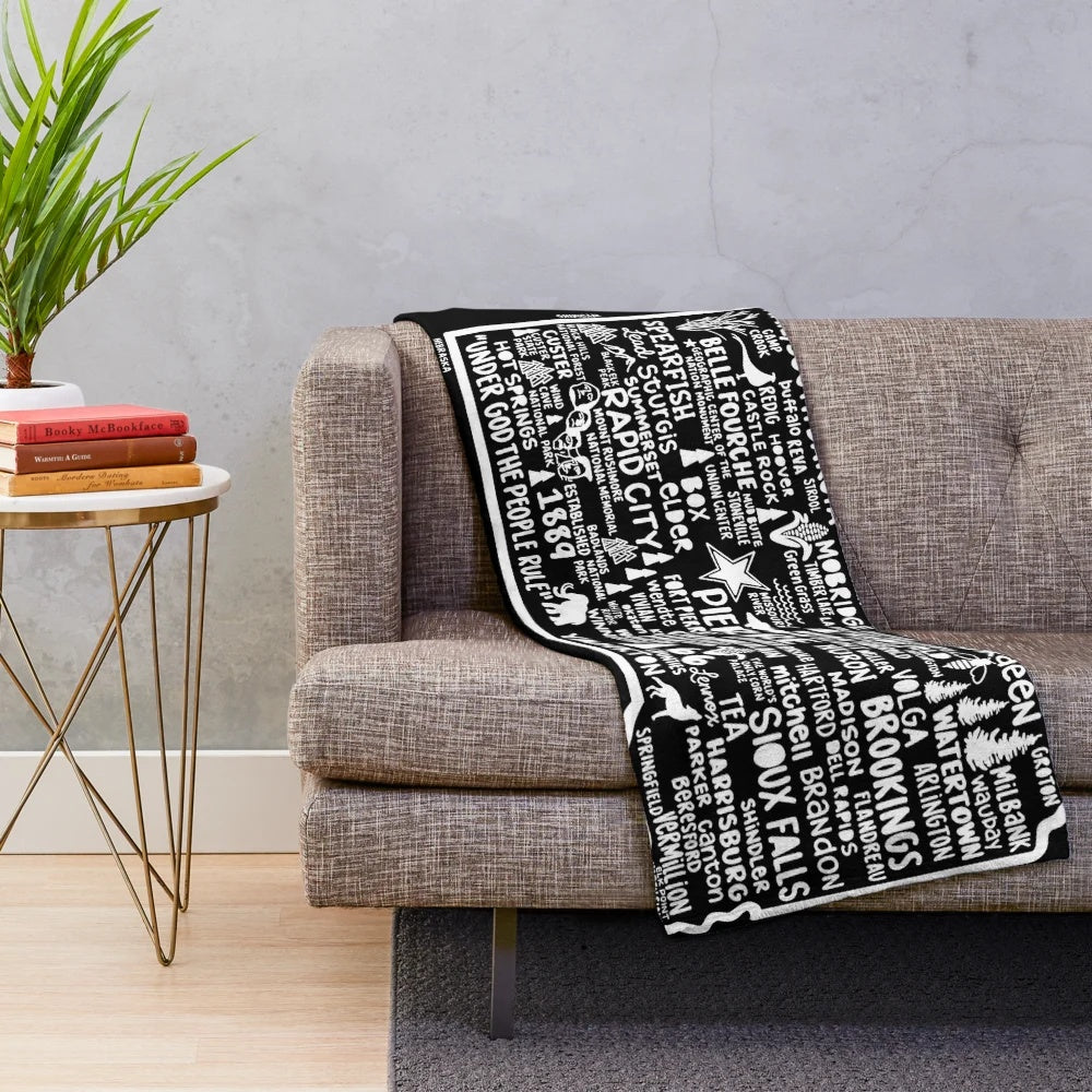 Plush blanket featuring an outline of the state of South Dakota