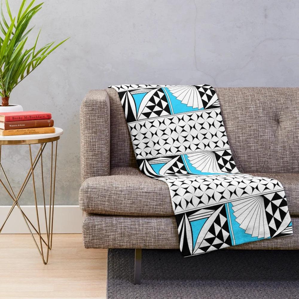 Southwest Native Inspired Turquoise Plush Blanket