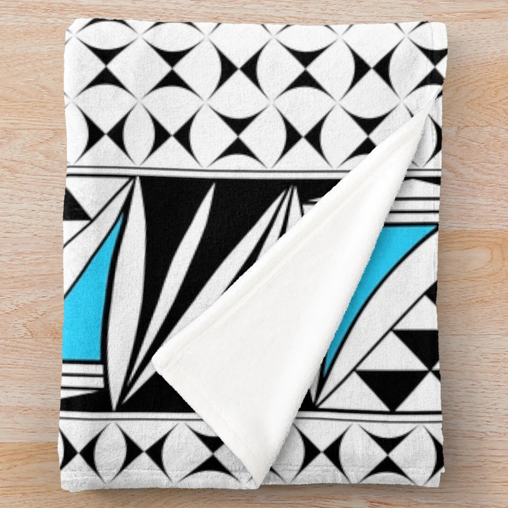 Southwest Native Inspired Turquoise Plush Blanket