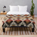 Southwestern Boho Plush Blanket with Tribal Patterns