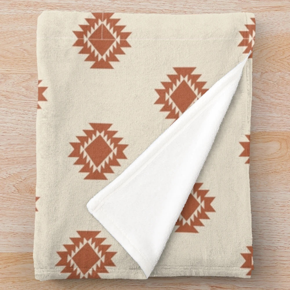 Cozy southwestern plush blanket with tribal print design