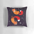 Soft, plush pillow featuring a digital illustration of a cute space fox surrounded by stars