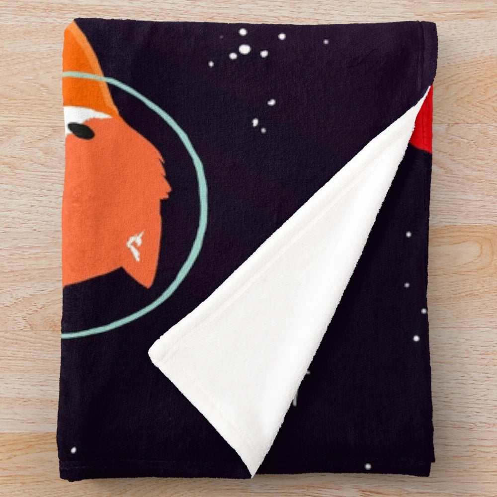 Space foxes digital illustration plush blanket