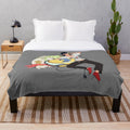 Snoozing Space Crew Plush Blanket with Cute Anime Characters
