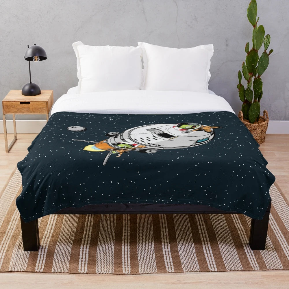Jebbin' Plush Blanket - A cozy, space-themed plush blanket perfect for Kerbal Space Program fans